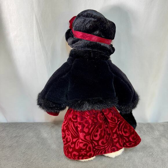 Mariska Teddy Bear Plush Toy VTG Russ Berrie Velvet Outfit Black Dark Red 13" - Picture 2 of 5